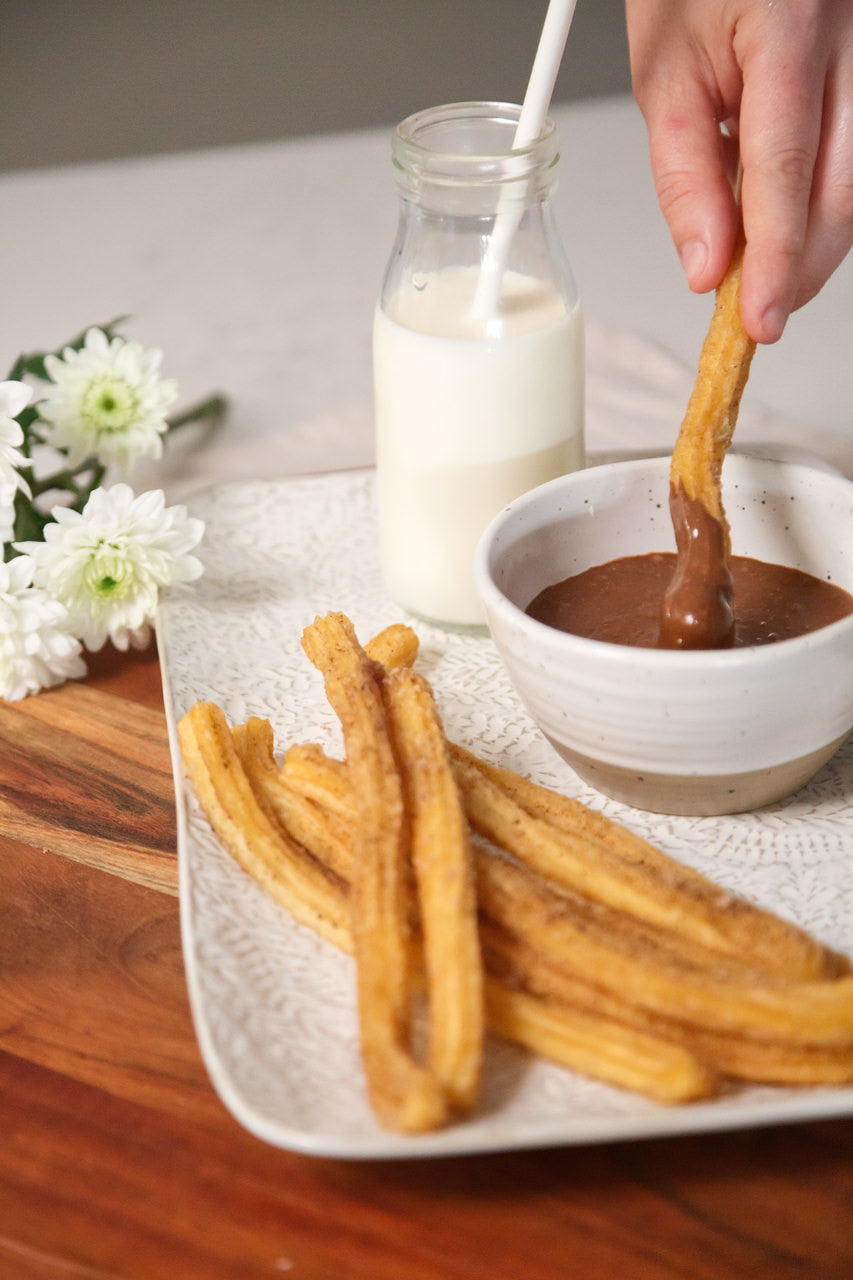 Fresh Churros and Peanut Nougat Dipping Sauce