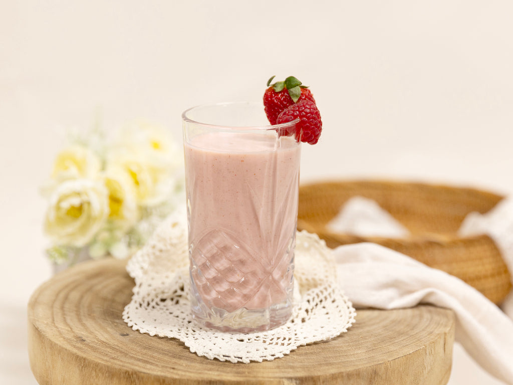 Strawberry and Honey Almond Nougat Breakfast Smoothie