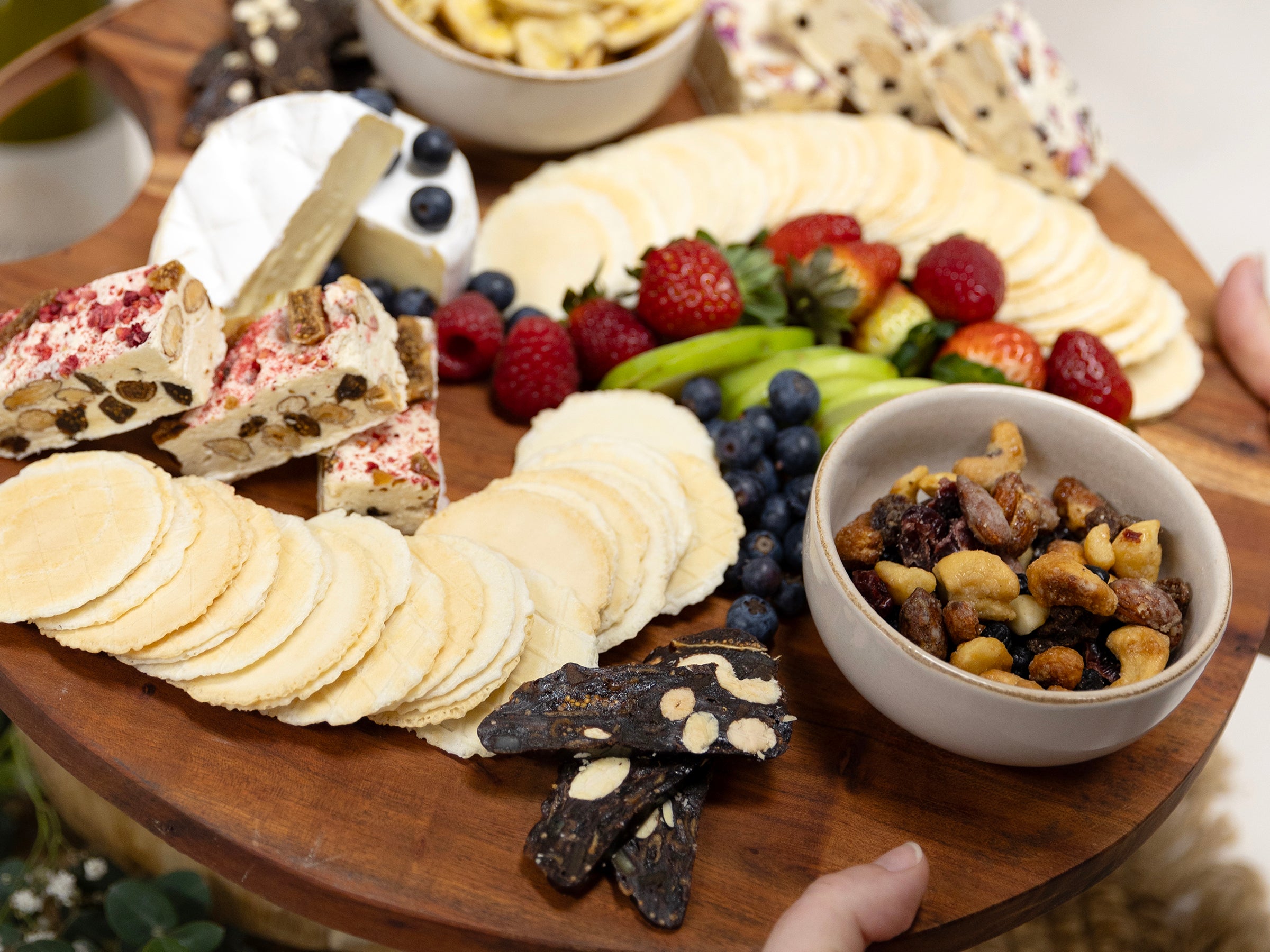 Grazing Cheese Board with Fig & Raspberry Nougat and Panforte