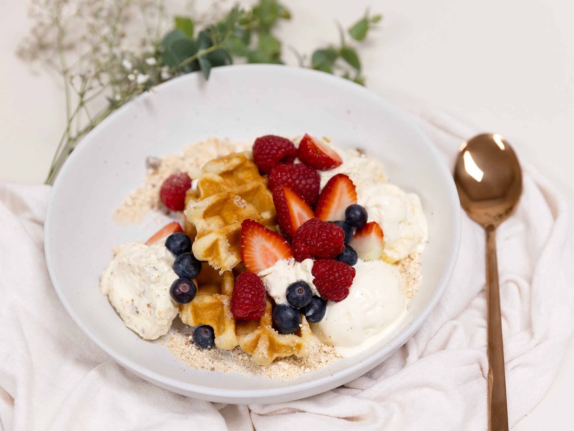 Waffles with Fig & Raspberry Nougat Cream