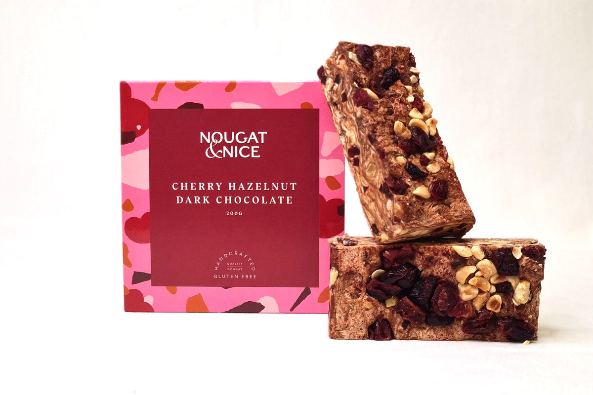 Cherry Hazelnut & Dark Chocolate Nougat | 200g Box