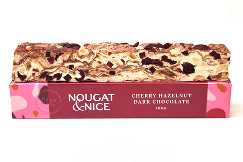 Cherry Hazelnut & Dark Chocolate Nougat | 100g Bar