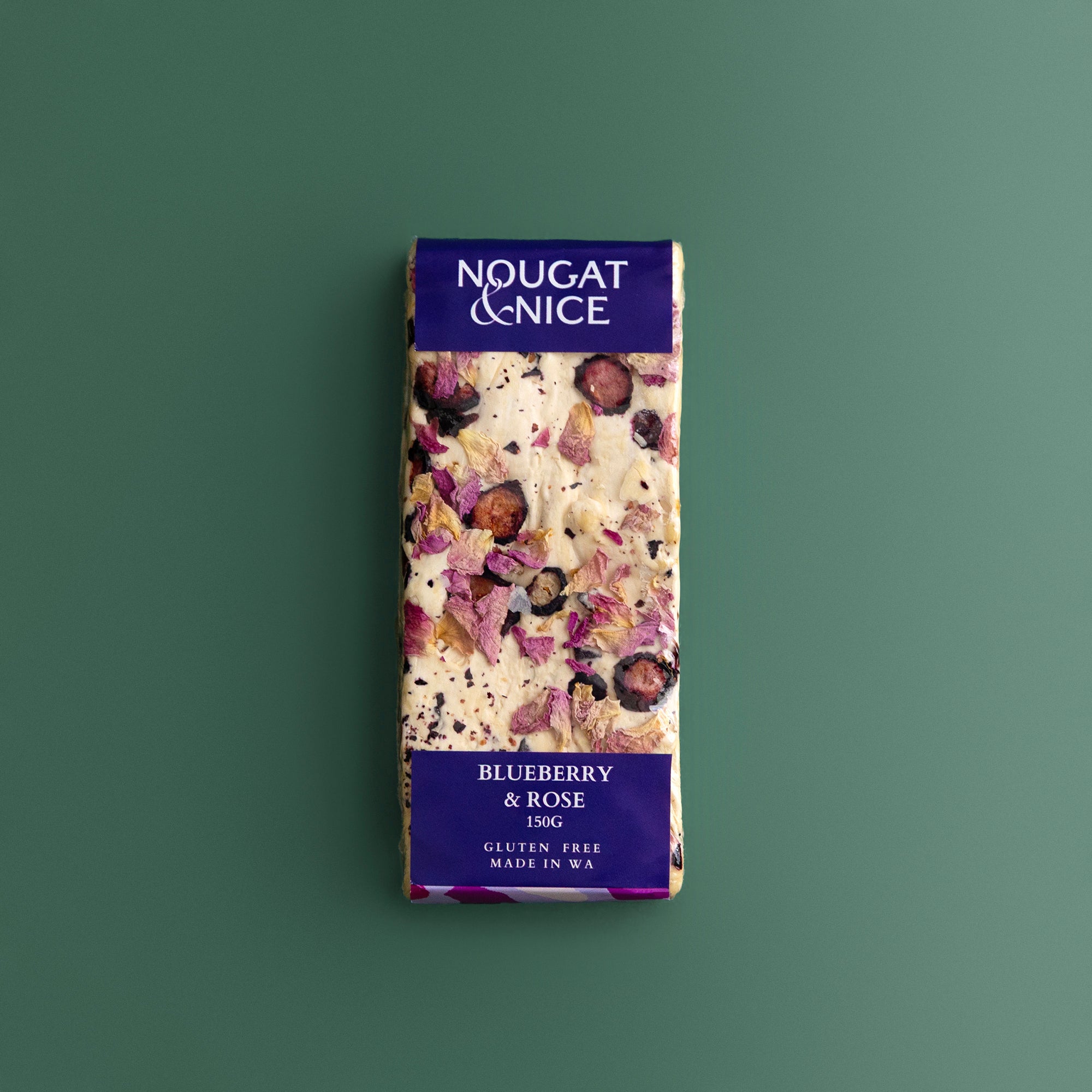 Blueberry & Rose nougat block 150g – floral artisan nougat treat