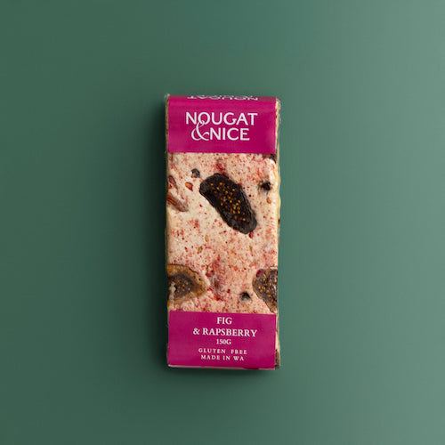 Fig & Raspberry nougat block 150g – artisanal nougat with figs and raspberries