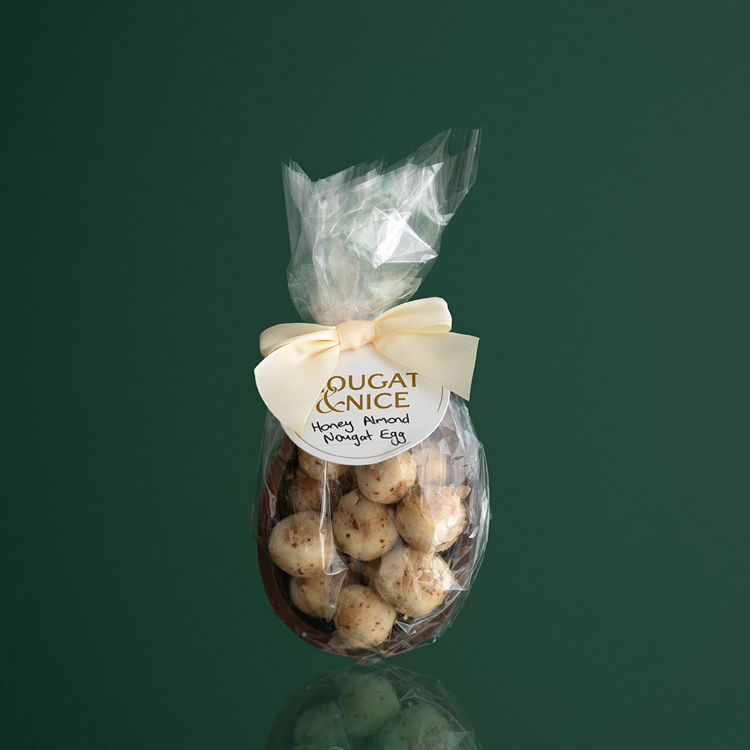 Honey Almond Nougat Pieces in Chocolate Shell Easter Egg
